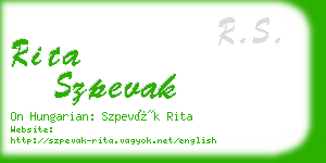 rita szpevak business card